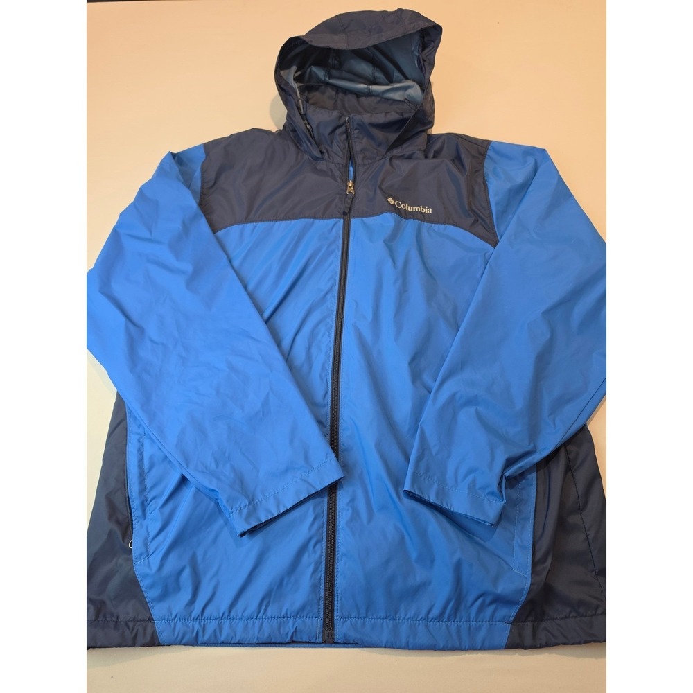 Columbia Mens Blue Windbreaker Jacket‎ Hooded Full Zip Mesh Lined XM3491 Large